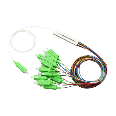Fiber Optic PLC Splitter 1x8 Blockless With SC APC 9 / 125μM Connector
