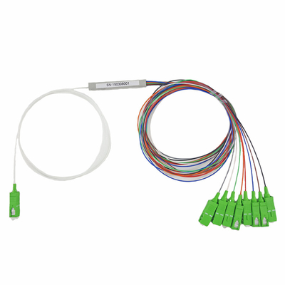 Fiber Optic PLC Splitter 1x8 Blockless With SC APC 9 / 125μM Connector